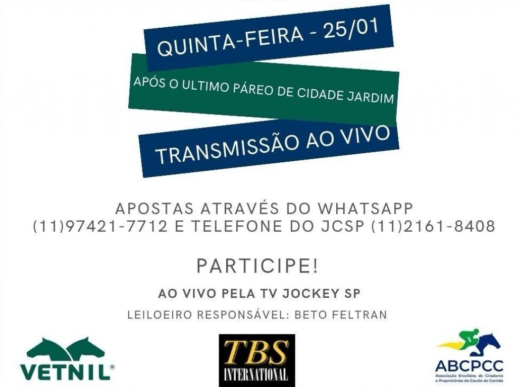 Foto: Remates da Copa Precocidade e Velocidade: telefone e WhatsApp para lances